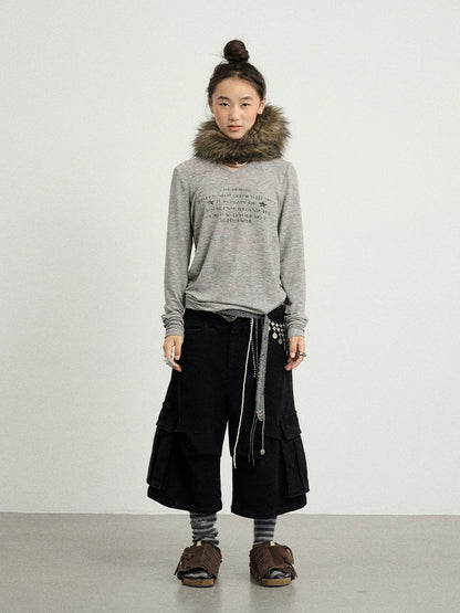 Achihara Letter Long-Sleeved T-Shirt-2