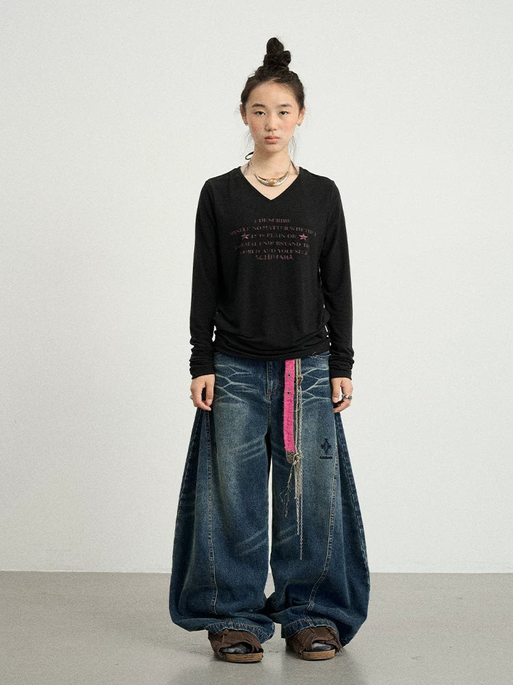 Achihara Letter Long-Sleeved T-Shirt-3