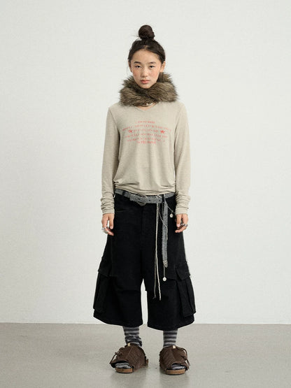 Achihara Letter Long-Sleeved T-Shirt-4