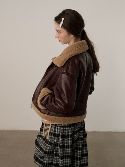 Achihara Lightweight Polyester Blend Fold Detail Short Straight Commuter Women Zip Jacket