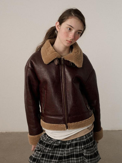 Achihara Lightweight Polyester Blend Fold Detail Short Straight Commuter Women Zip Jacket