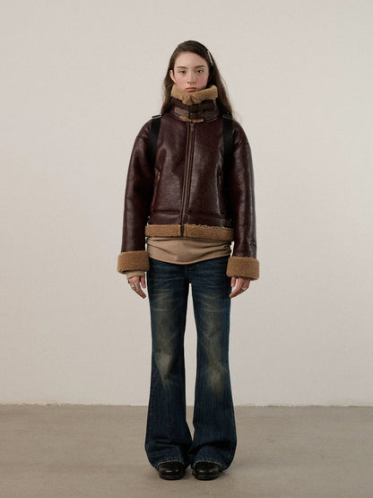 Achihara Lightweight Polyester Blend Fold Detail Short Straight Commuter Women Zip Jacket