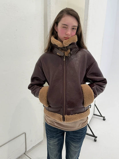 Achihara Lightweight Polyester Blend Fold Detail Short Straight Commuter Women Zip Jacket