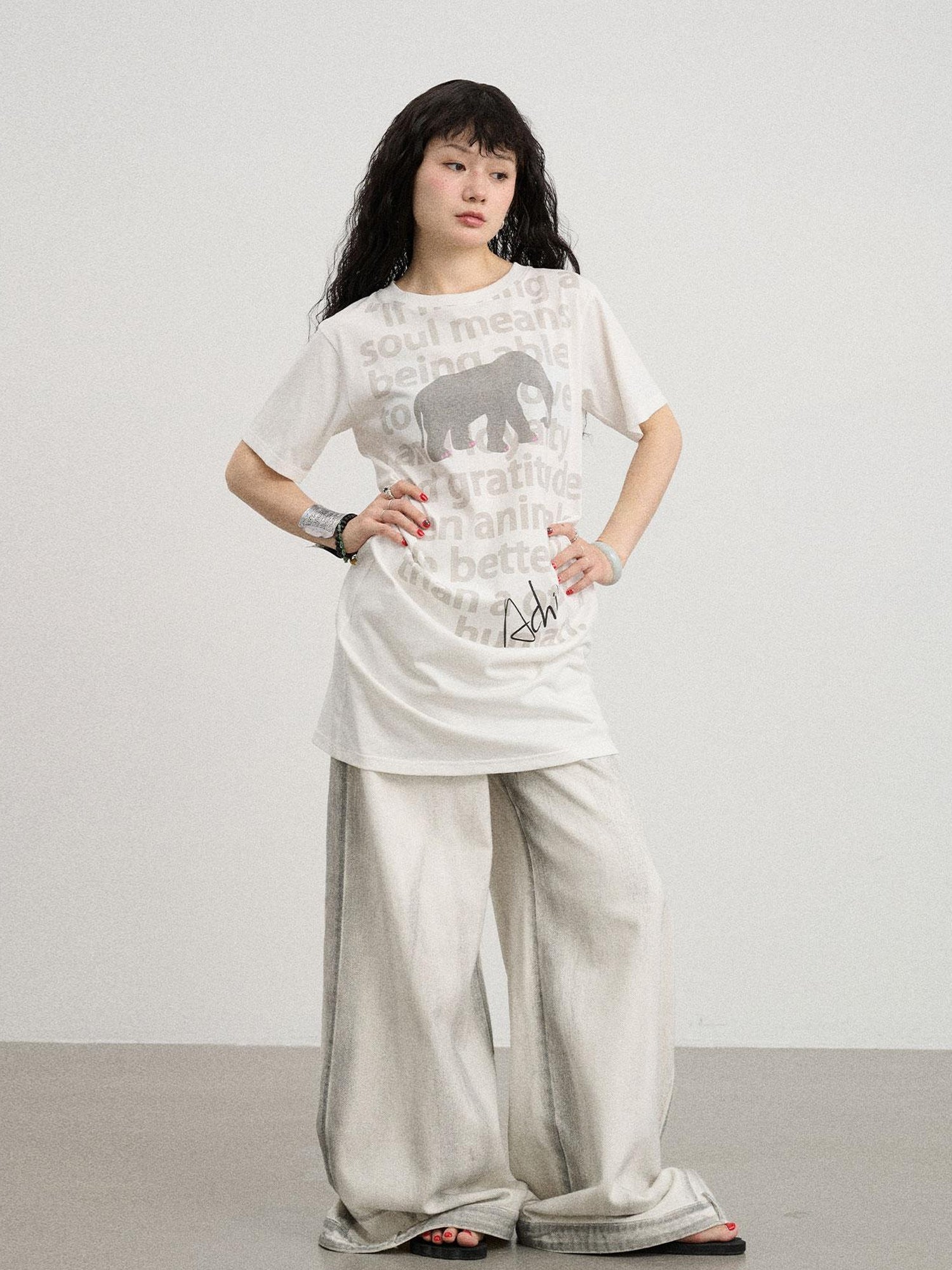Achihara Little Elephant Soul Cotton T Shirt Dress