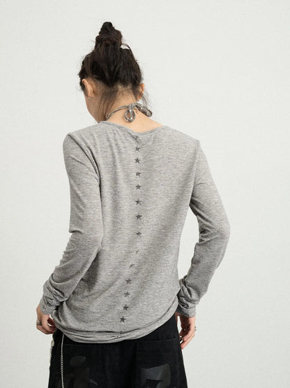 Long Sleeve T-Shirt With Inspirational Print Describe Yourself Beyond Rules