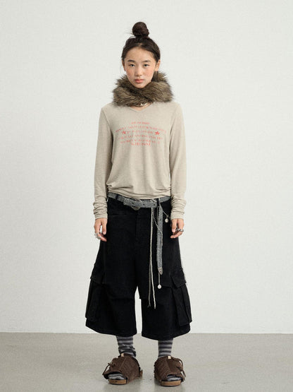 Achihara Long Sleeve T-Shirt With Inspirational Print Describe Yourself Beyond Rules