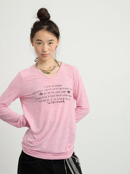 Long Sleeve T-Shirt With Inspirational Print Describe Yourself Beyond Rules