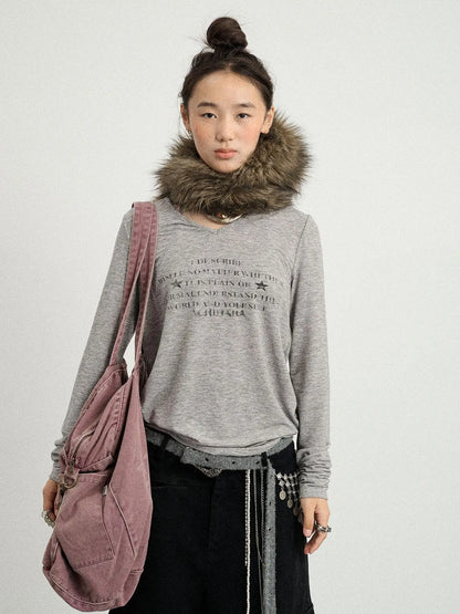 Long Sleeve T-Shirt With Inspirational Print Describe Yourself Beyond Rules