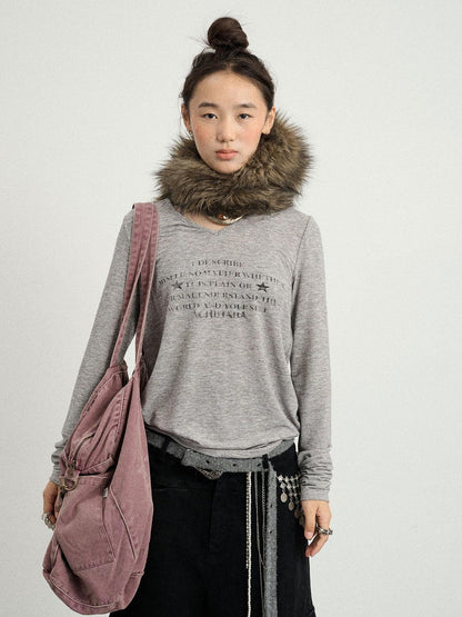 Achihara Long Sleeve T-Shirt With Inspirational Print Describe Yourself Beyond Rules
