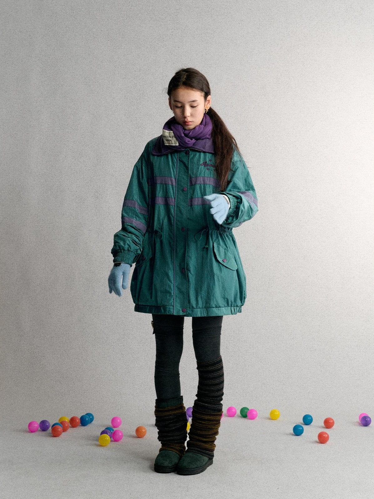 Achihara Loose Fit Color Block Embroidered Striped Women&
