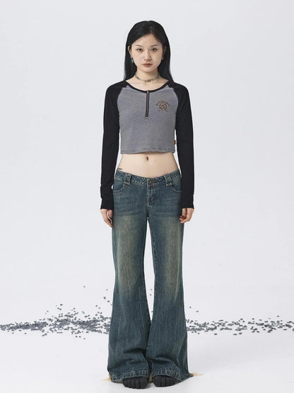 Los Angeles Stripe Spliced Crop Tee