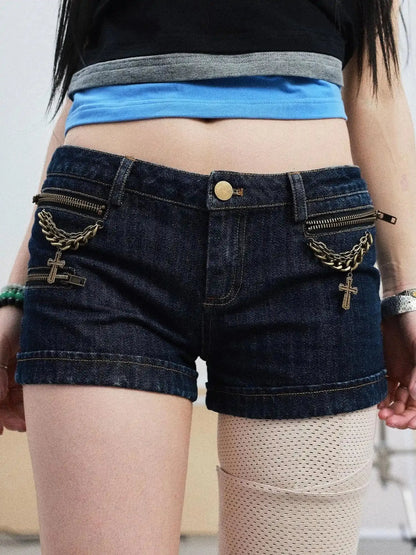 Lukasi Super Low-Rise Denim Hot Shorts