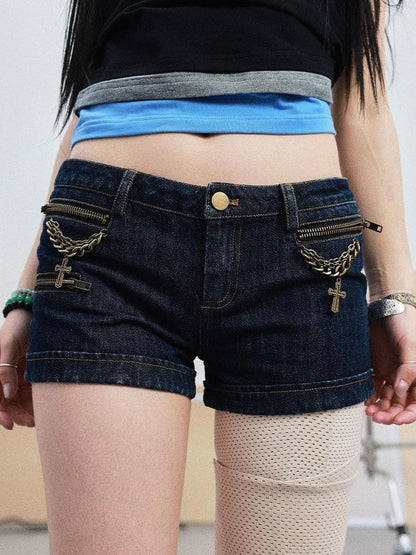 Lukasi Super Low-Rise Denim Hot Shorts