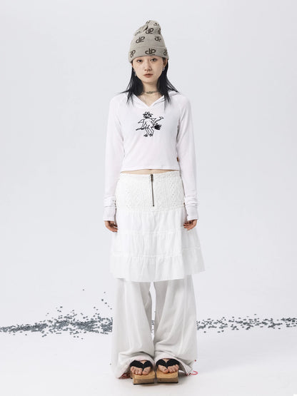 Achihara Magic Broom Print Hooded Long Sleeve Tee-5