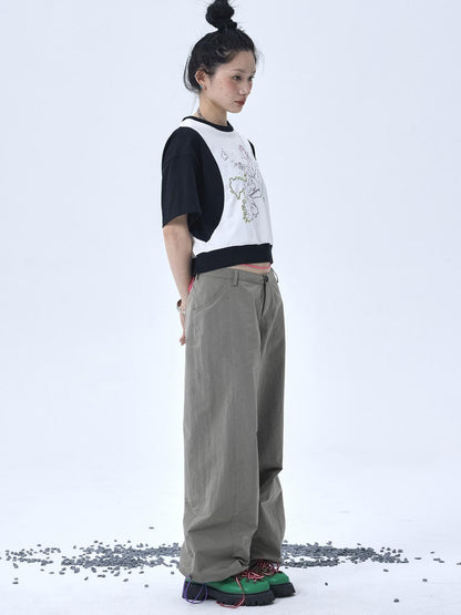 Achihara Map Print Cropped Cotton Tee