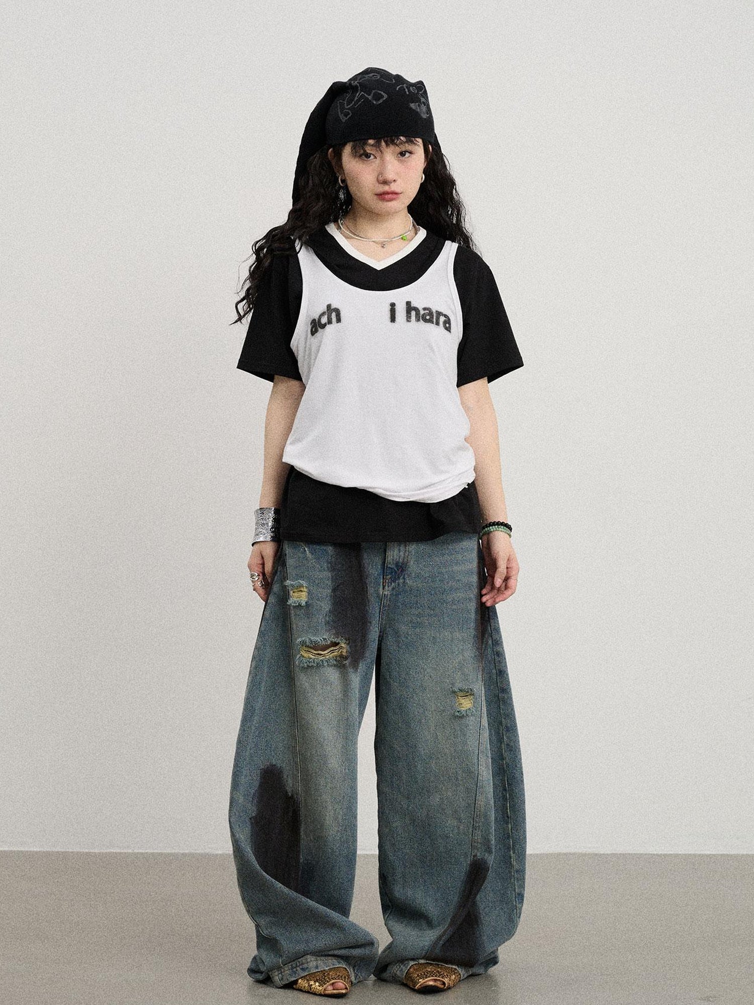 Achihara Melting Ice V-Neck Slip Top