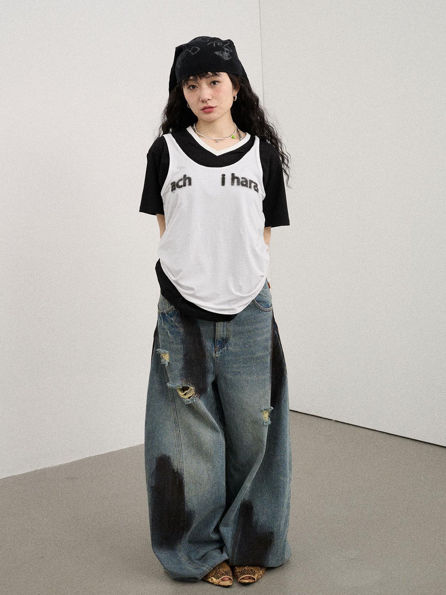 Achihara Melting Ice V-Neck Slip Top