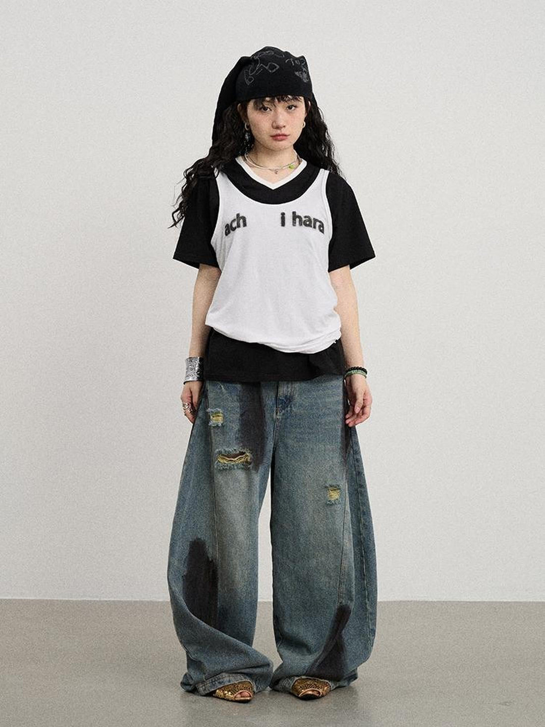 Achihara Melting Ice V-Neck Slip Top