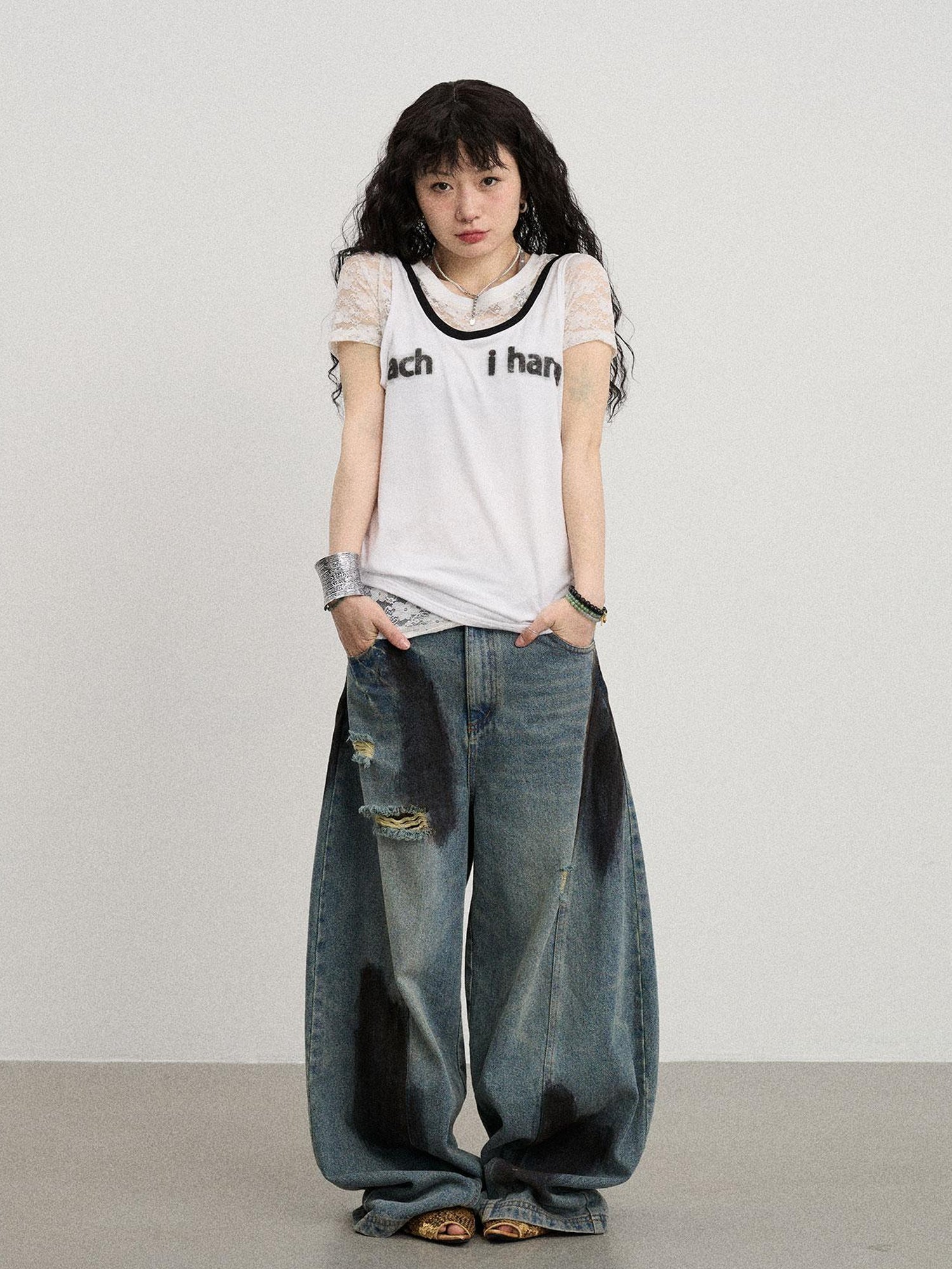 Achihara Melting Ice V-Neck Slip Top