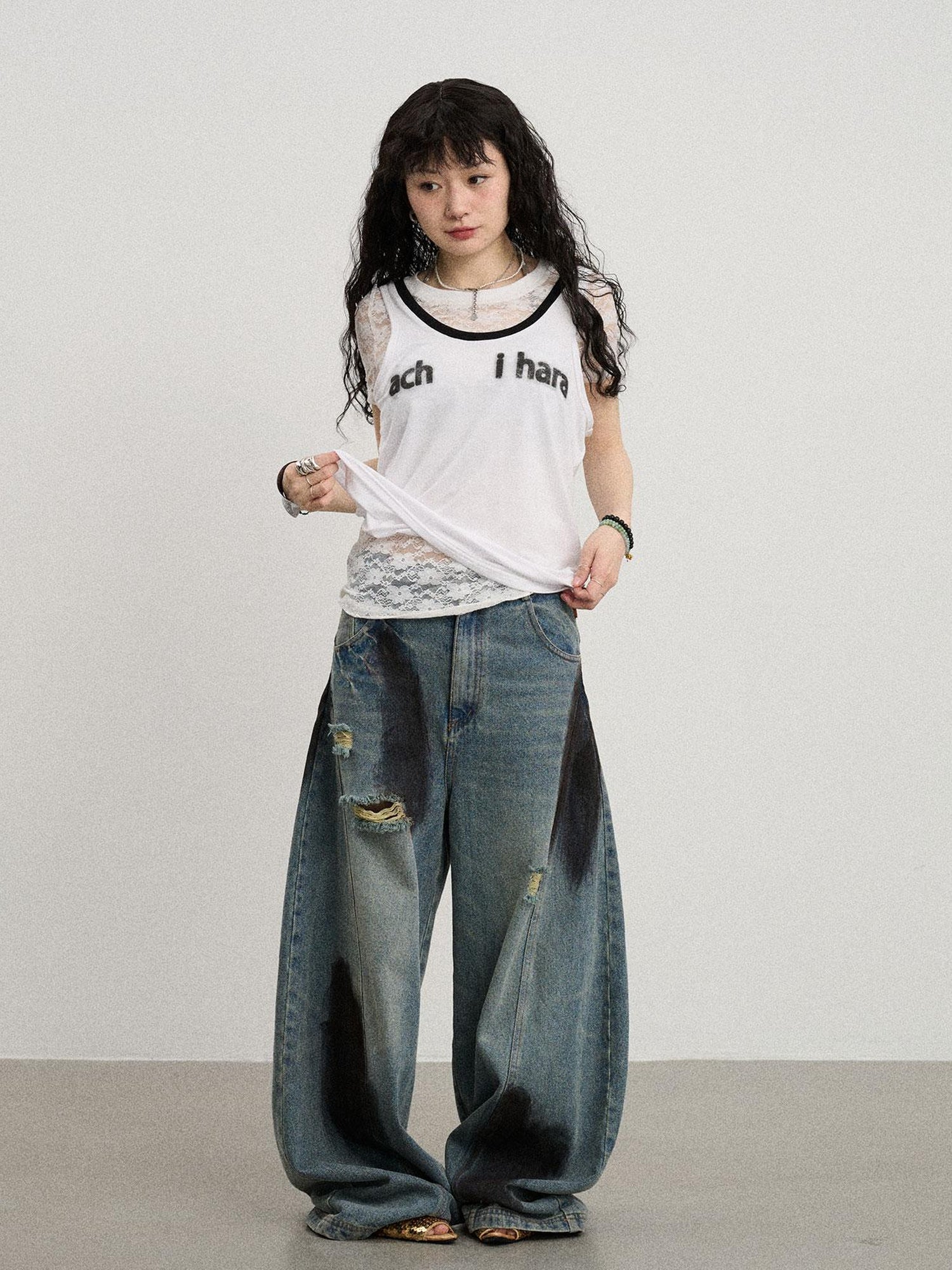 Achihara Melting Ice V-Neck Slip Top