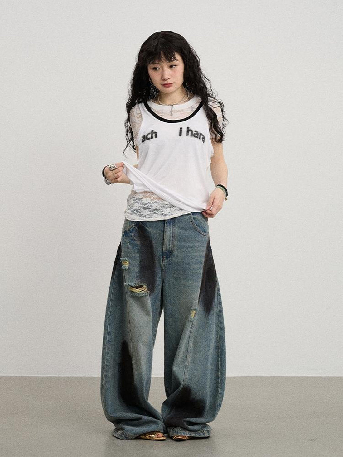 Achihara Melting Ice V-Neck Slip Top