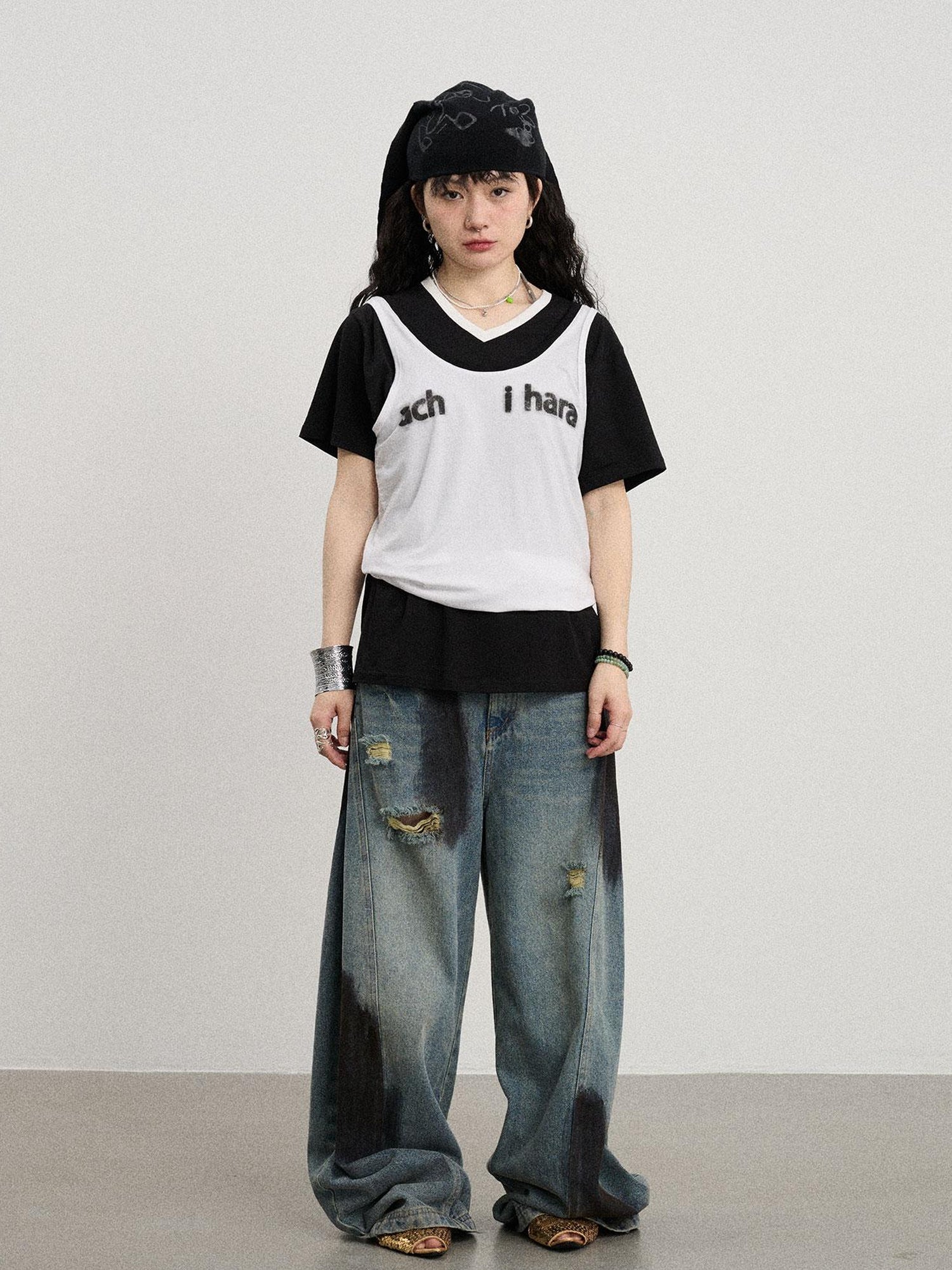 Achihara Melting Ice V-Neck Slip Top
