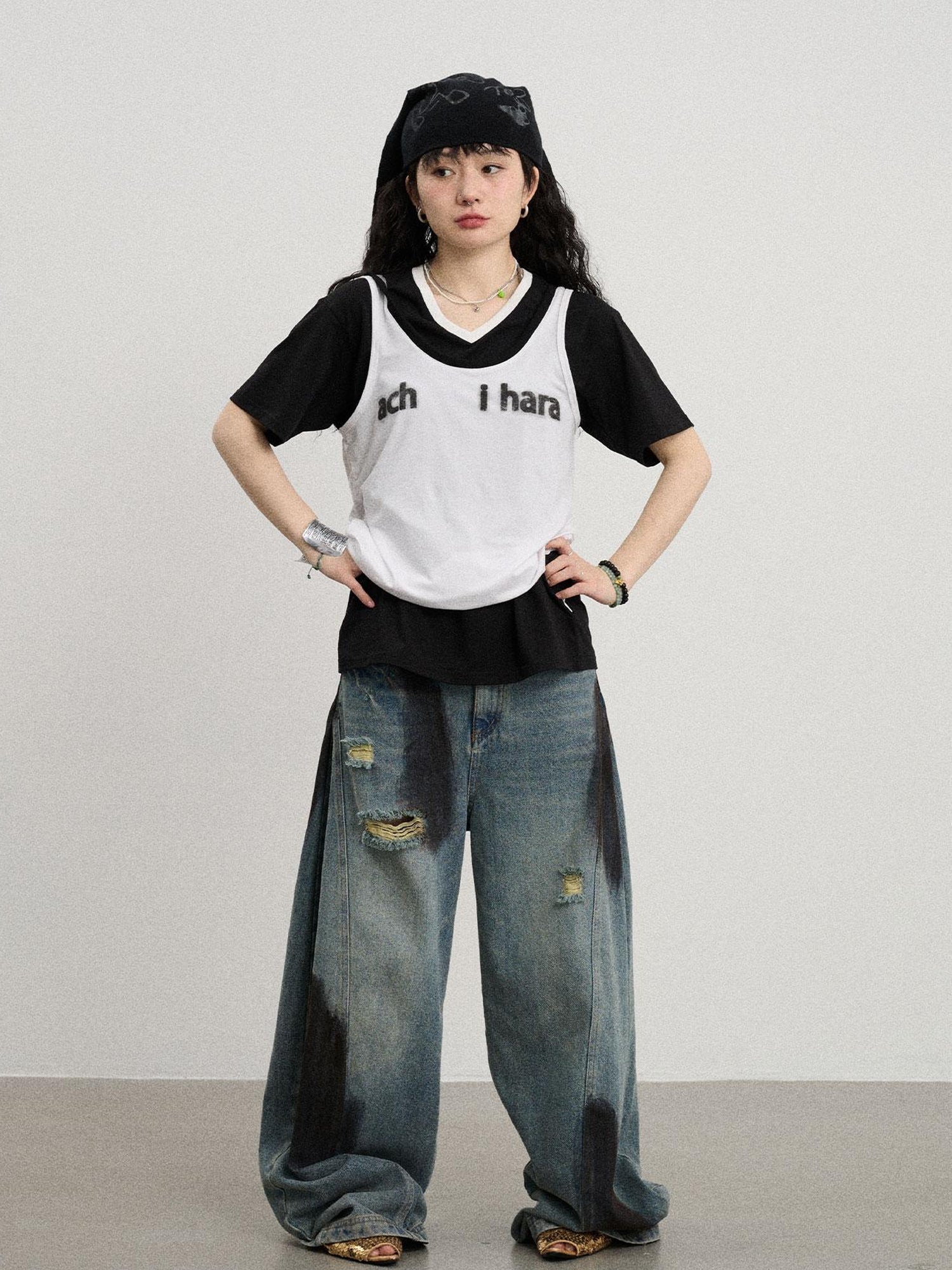 Achihara Melting Ice V-Neck Slip Top