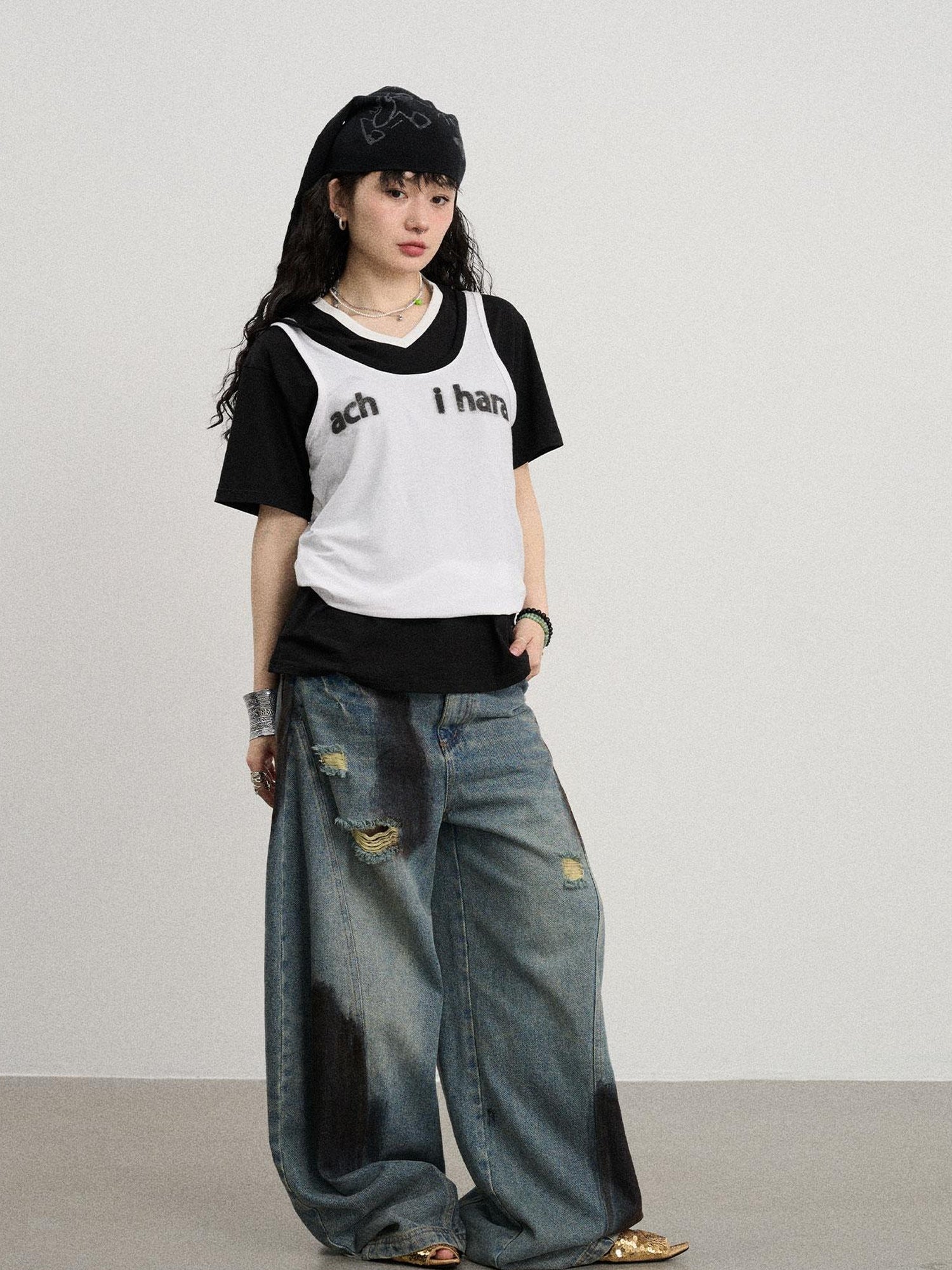 Achihara Melting Ice V-Neck Slip Top