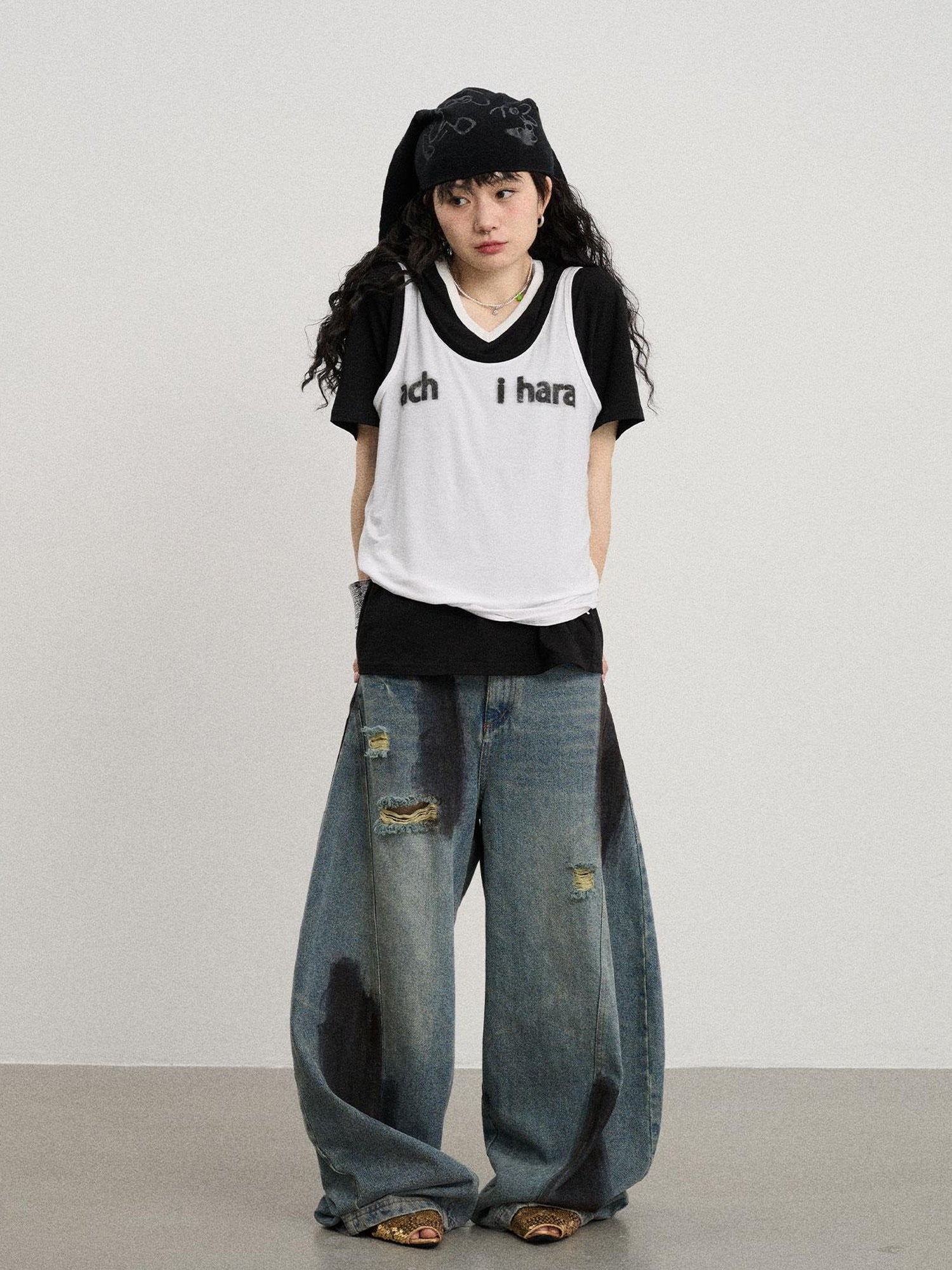 Achihara Melting Ice V-Neck Slip Top