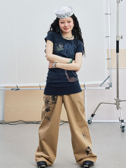 Achihara Meraki Universe T Shirt Dress V Neck Long Sleeve