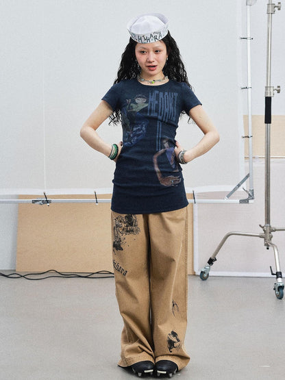 Achihara Meraki Universe T Shirt Dress V Neck Long Sleeve