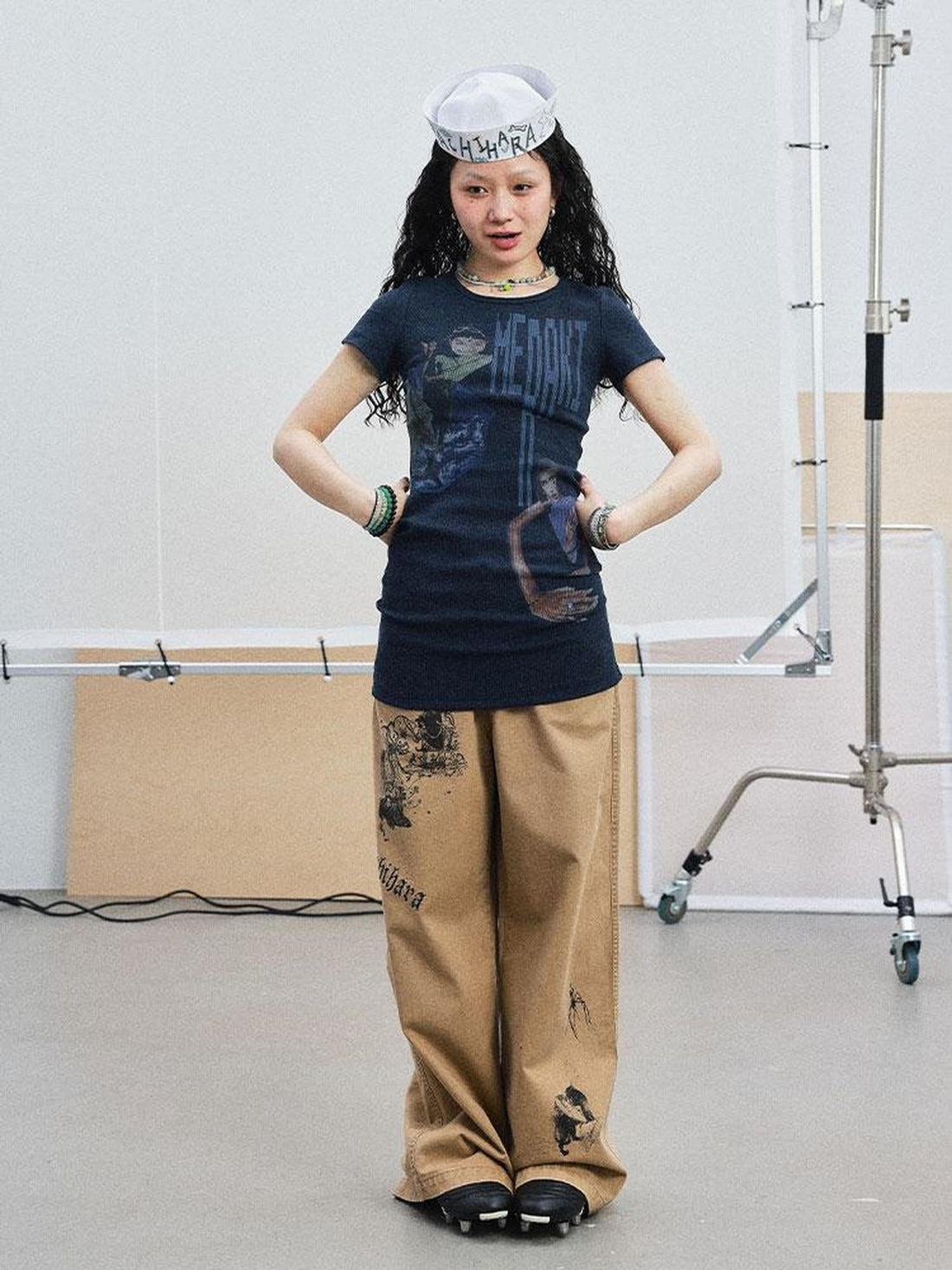 Achihara Meraki Universe T Shirt Dress V Neck Long Sleeve