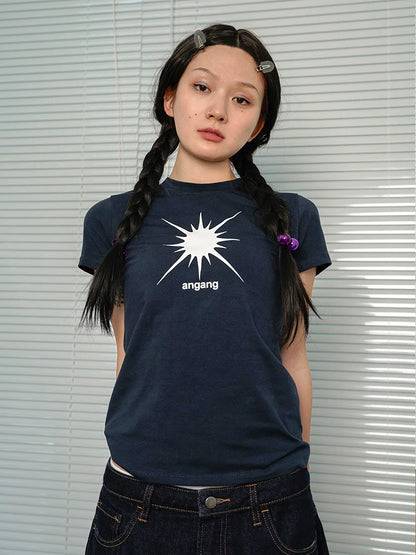 Achihara Mercury Navy Slim Fit Short Sleeve Cotton T-Shirt-3