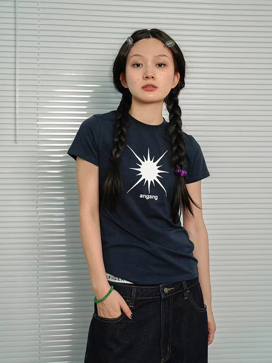 Achihara Mercury Navy Slim Fit Short Sleeve Cotton T-Shirt-5
