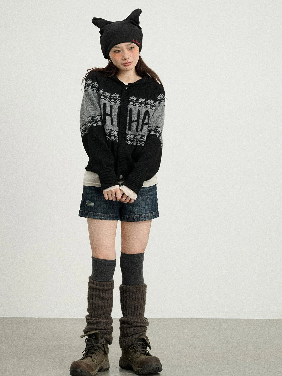 Milk Tea Hoodie Knit Sweater
