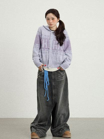 Achihara Milk Tea Hoodie Knit Sweater