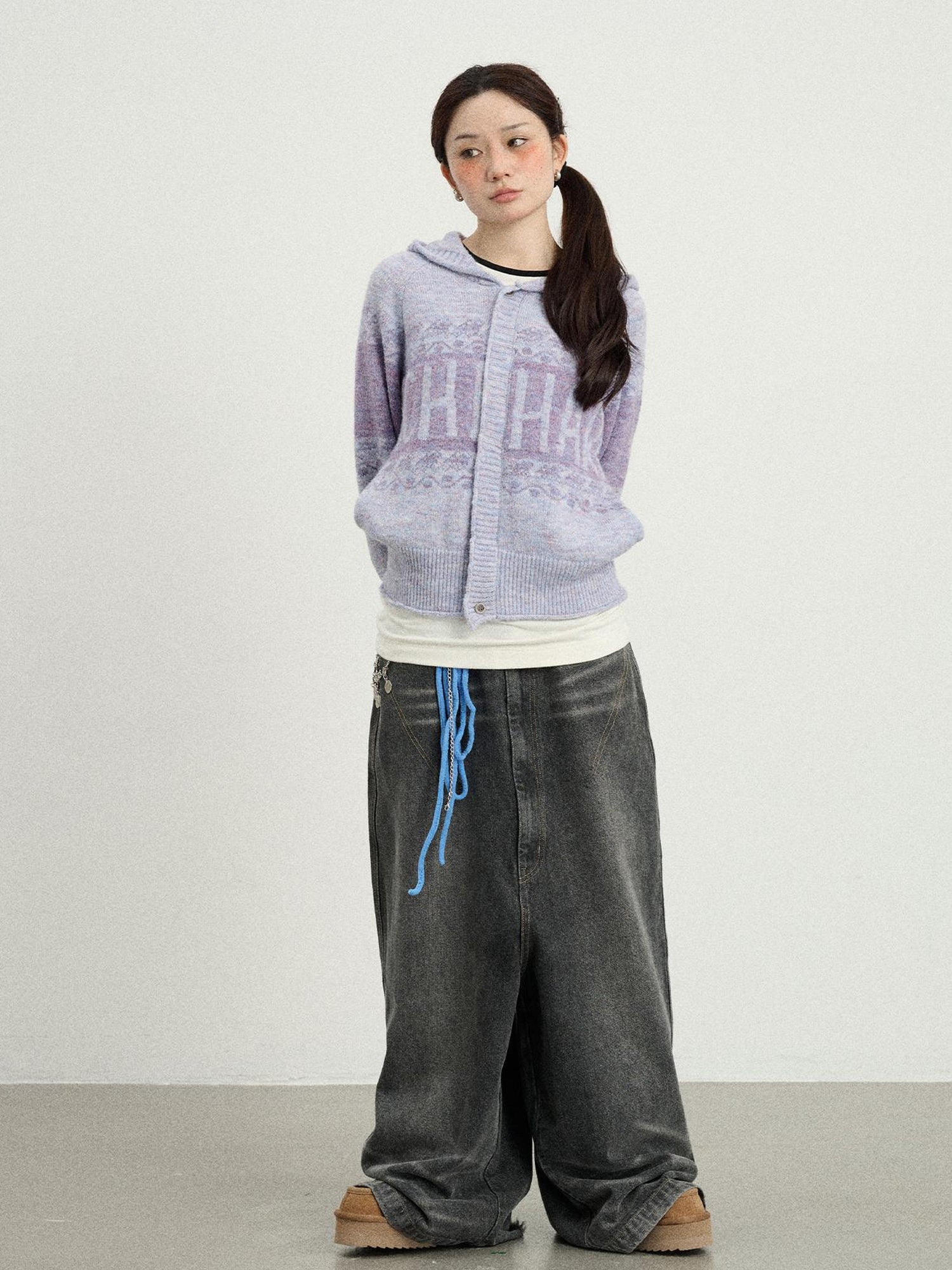 Achihara Milk Tea Hoodie Knit Sweater