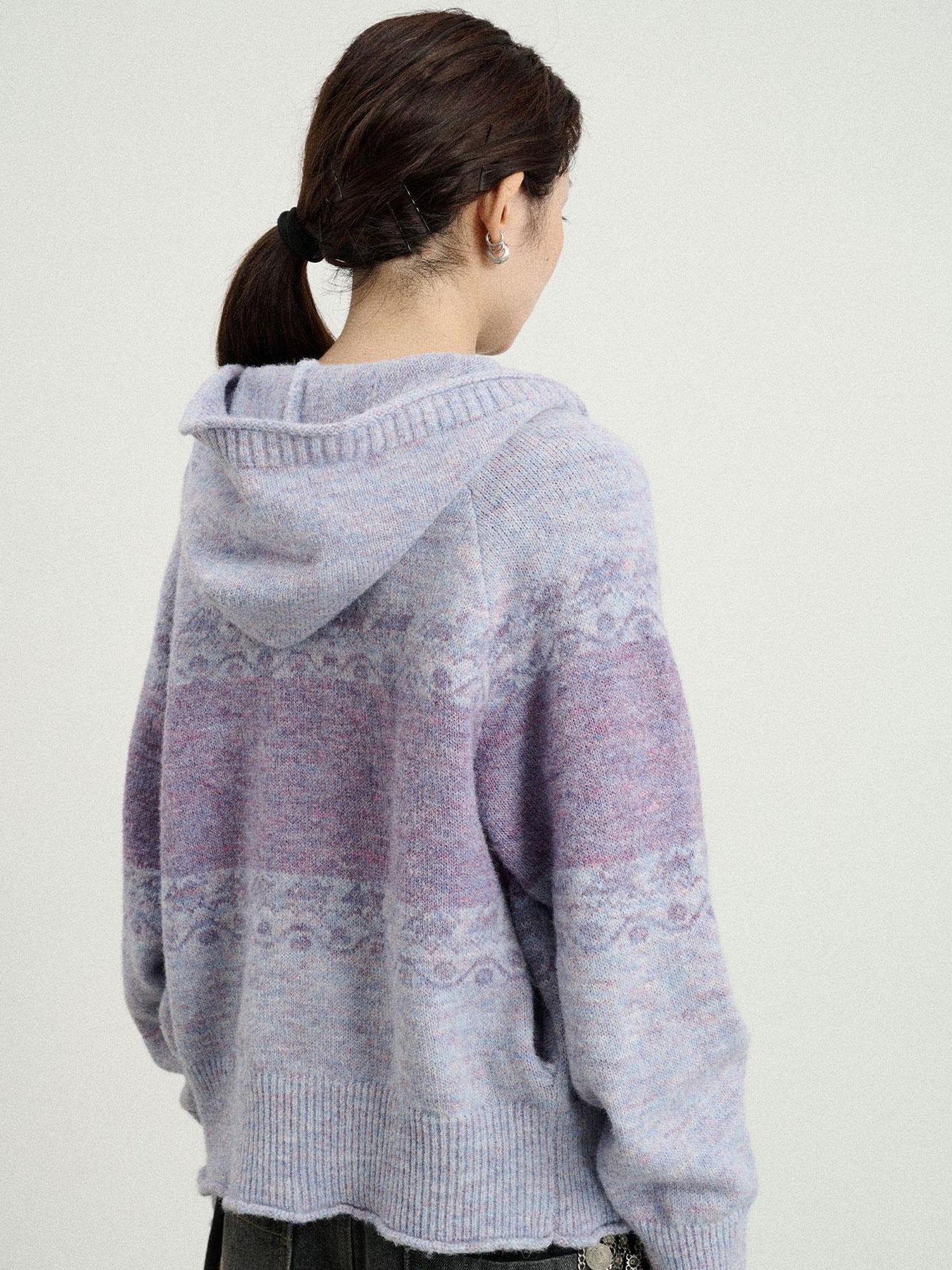 Achihara Milk Tea Hoodie Knit Sweater