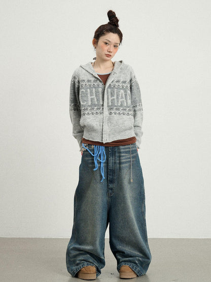 Achihara Milk Tea Hoodie Knit Sweater