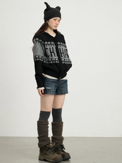 Milk Tea Hoodie Knit Sweater