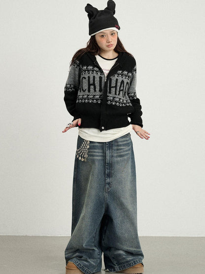 Achihara Milk Tea Hoodie Knit Sweater