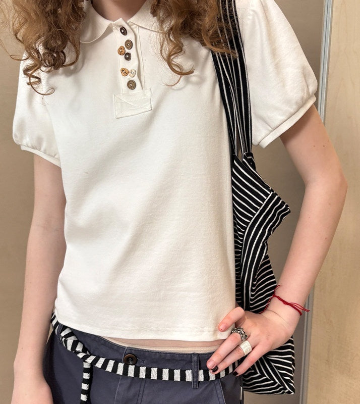 Achihara_Minimalist_Puff_Sleeve_Polo_Women&