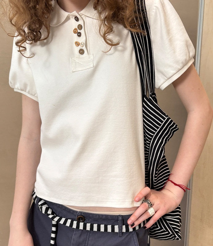Achihara_Minimalist_Puff_Sleeve_Polo_Women&