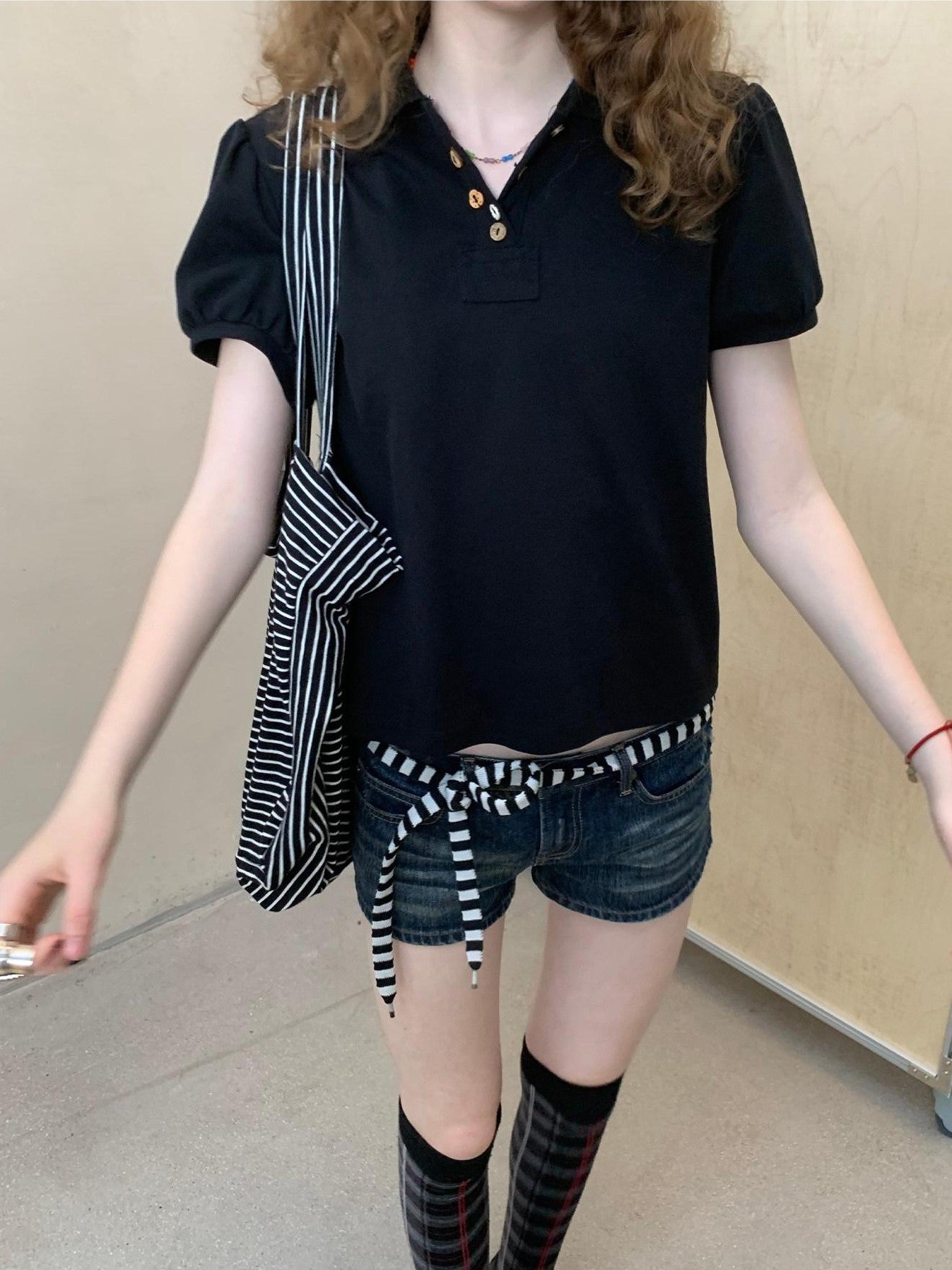 Achihara Minimalist Puff Sleeve Polo Women&
