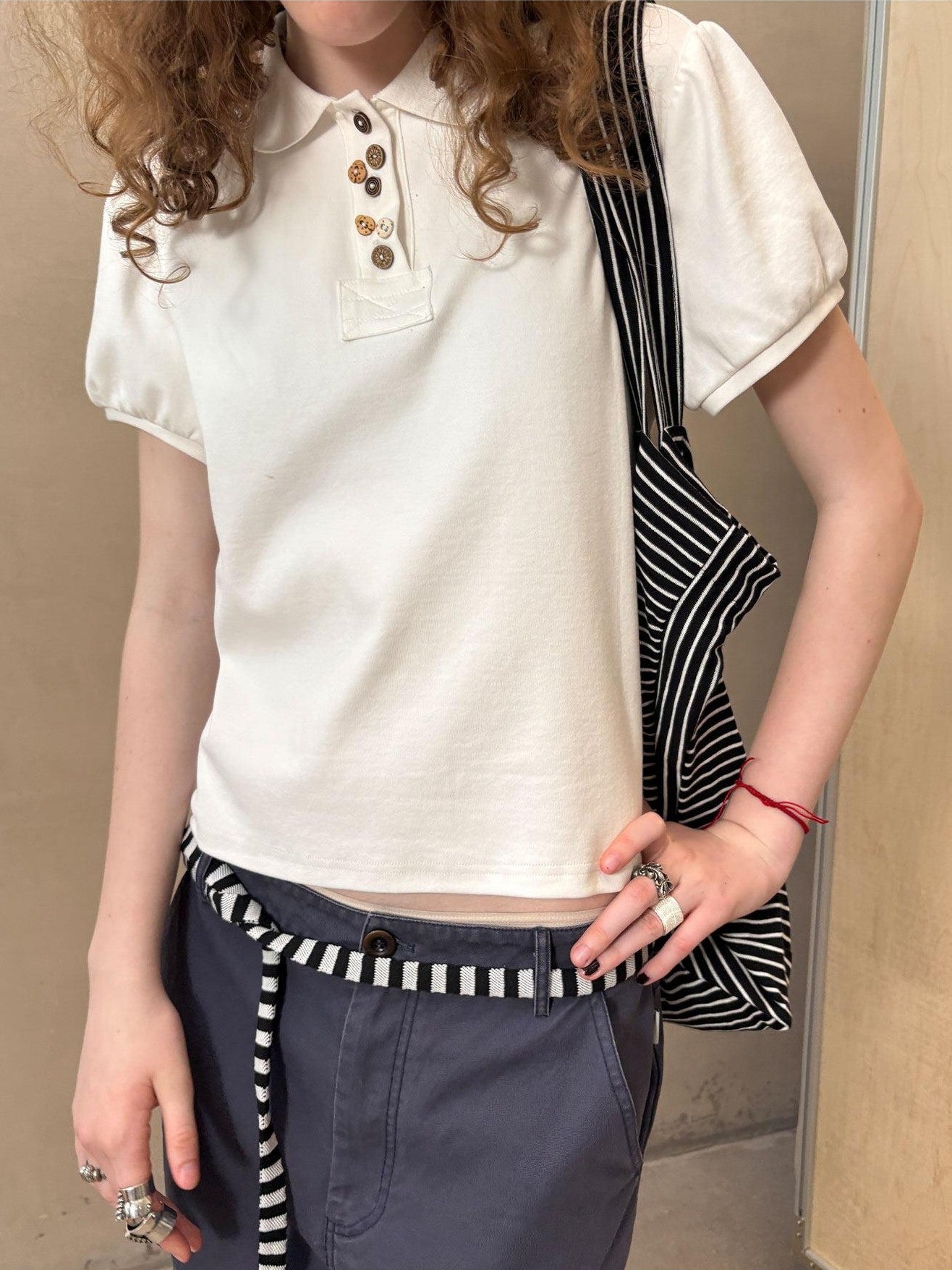 Achihara Minimalist Puff Sleeve Polo Women&