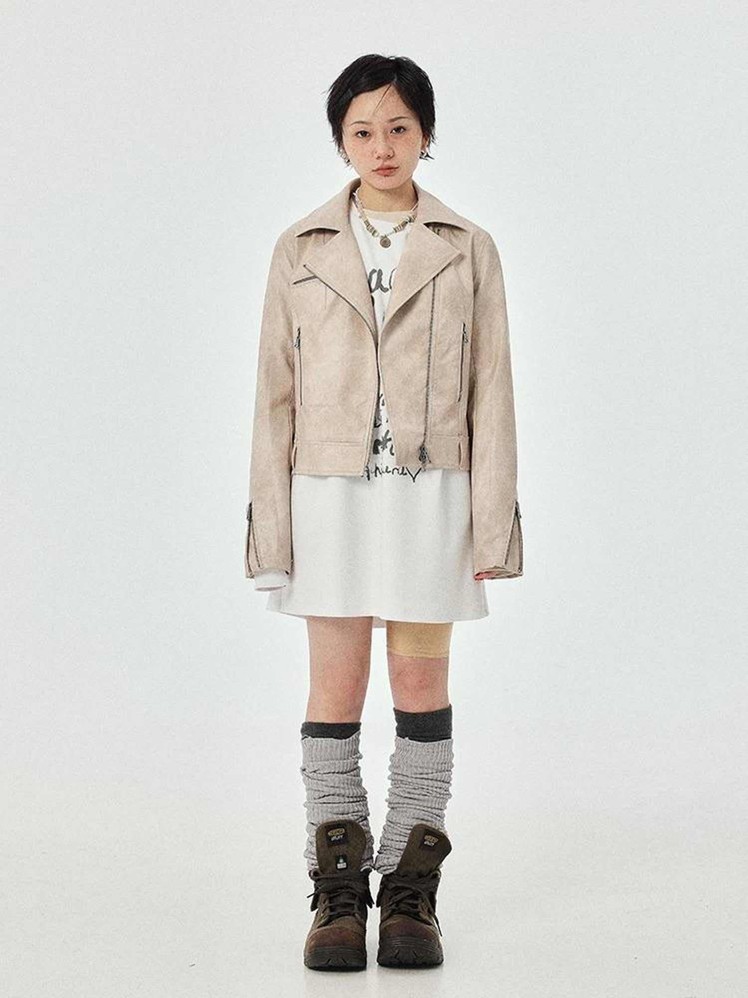 Achihara Minnie S Vintage Pu Leather Jacket