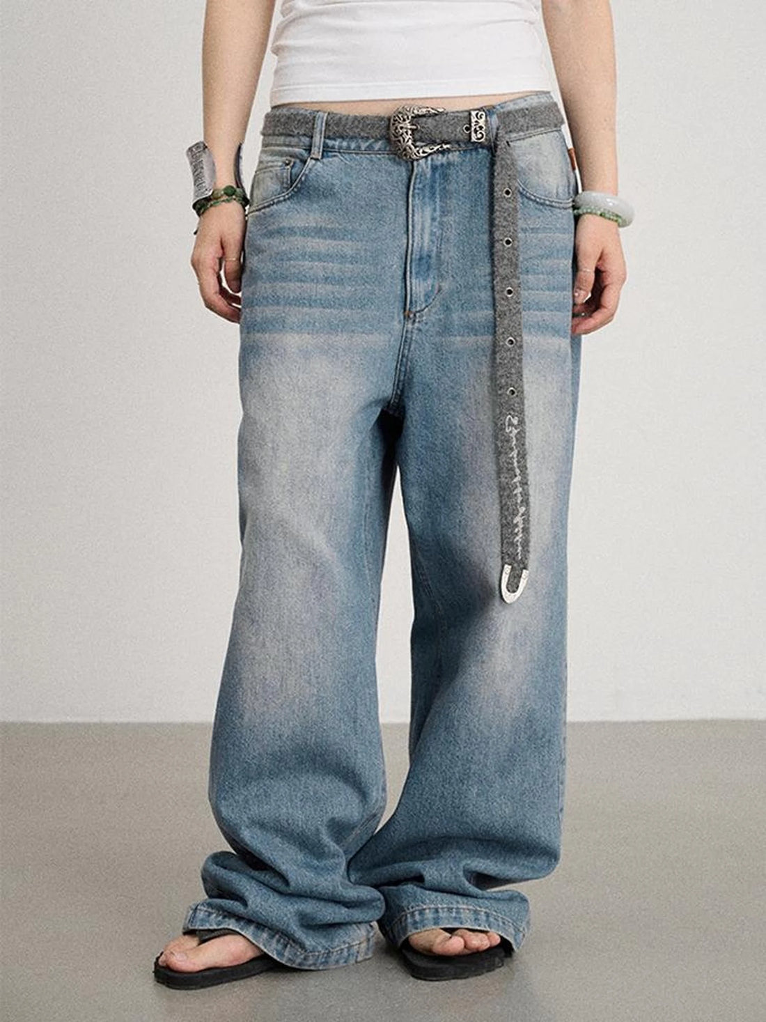 Mint Cloud Washed Straight Jeans