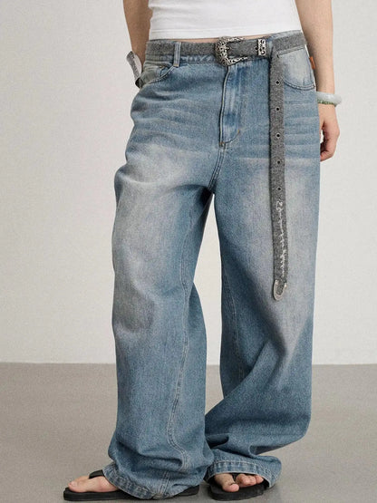 Mint Cloud Washed Straight Jeans