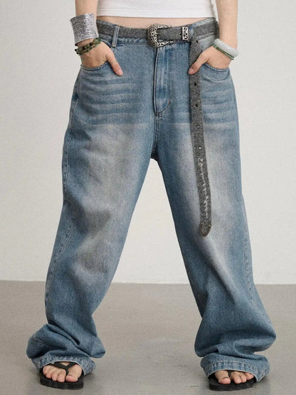 Mint Cloud Washed Straight Jeans