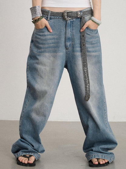 Achihara Mint Cloud Washed Straight Jeans